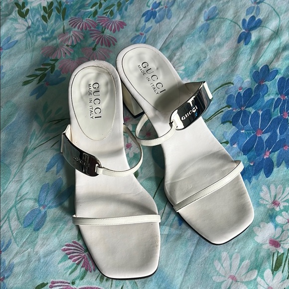 Vintage Gucci Strappy Sandals Silver Accent - 6B - Picture 1 of 16